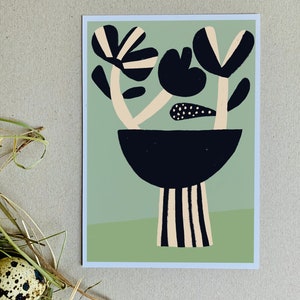 G R U S S K A R T E/ Illustration/ Graphik / Postkarte / Illustration / Frühling / Blumen / Pflanze / Vase