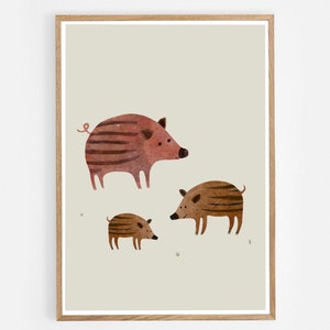 Poster/Wandschmuck/Poster Kinderzimmer/ Tierposter/ Deko Kinderzimmer/ Deko Wand/ Waldtiere/ Heimische Tiere/ Herbst/ Wald/ Wildschweinbaby