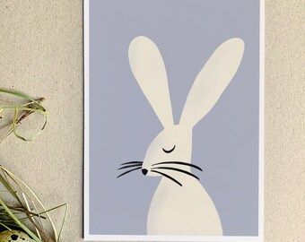 Carte postale - Carte de vœux - Carte - Illustration - Printemps - Pâques - Joyeuses Pâques - Salutations - Cadeau - Lapin - Lapin de Pâques