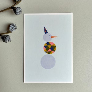 F R O H E W E I H N A C H T E N - F R O H E S F E S T Avvento Inverno Natale Pupazzo di neve Saluti Cartolina Illustrazione