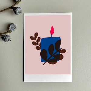F R O H E W E I H N A C H T E N - F R O H E S F E S T Avvento Inverno Natale Candela Ramo Auguri di Natale Cartolina Illustrazione