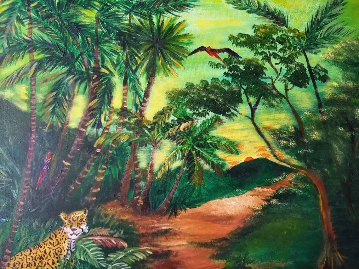 Original Acrylic Painting Jungle View Etsy UK