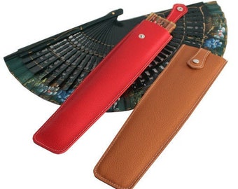 Genuine leather fan cover with loop closure