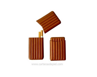 Étui à cigarettes en cuir véritable pour 6 cigarettes