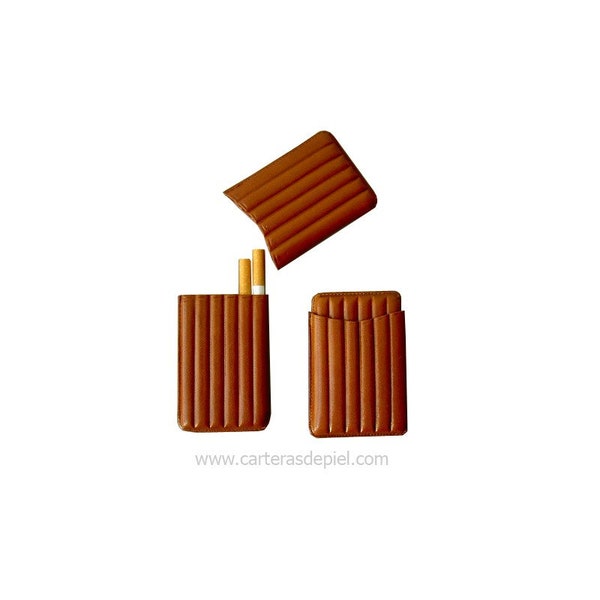 Étui à cigarettes en cuir véritable pour 6 cigarettes