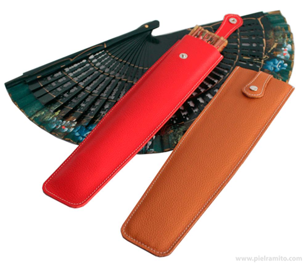 Genuine leather fan cover with loop closure