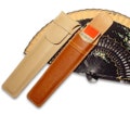 Ubrique leather fan cover. Leather case with flap and pin. product logo