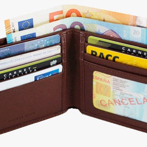 Personalized leather wallet card holder