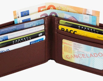 Personalized leather wallet card holder