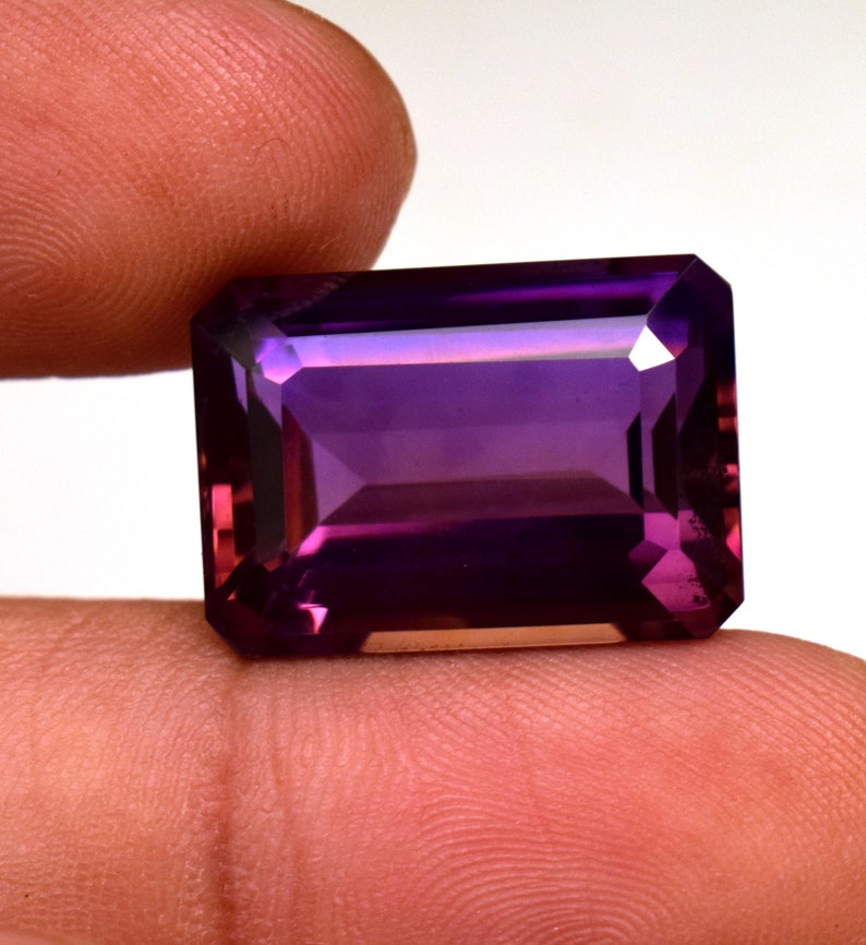 Amerite Color Natural Bio Color Ametrine 16.25 Ct Certified Emerald Cut Loose ...