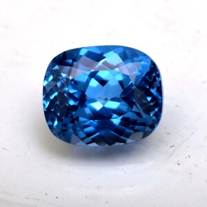 7.15 Ct Natural London Blue Topaz: Faceted Cushion Cut Gemstone