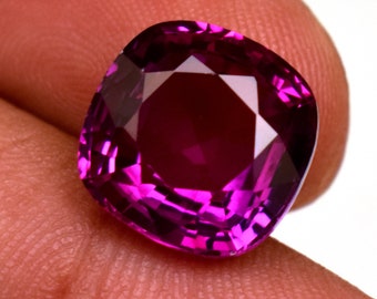 Natural Certified Purple Pink Rhodolite Garnet 7.95 Ct Cushion Cut Loose Gemstone