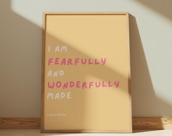 Christian Nursery Wall Art Bible Verse Nursery Baby Room Decor Gender Neutral Bible Theme Fearfully and Wonderfully Made Affirmation Print