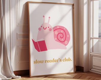 Whimsy Book Club Print, Reading Digital Download, Reading Poster, Cute Library Decor, Gift for Book Lover, Literary Wall Art, Booktok