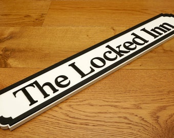 Personalised Street Sign - Custom Wooden Vintage Style / Pub / Shed / Railway / Man Cave