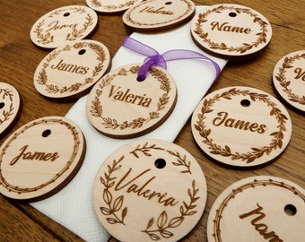 10pcs 5cm Wood Disc Wedding Place Holder Name Tags Table Decorations Favour Napkin Ring