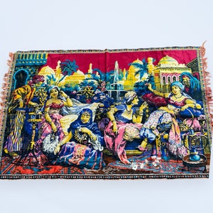 Tappeto da parete vintage con arazzo in velluto da donna harem turco della metà del secolo (69x48)