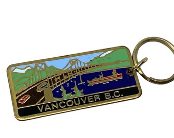 Vintage Vancouver B.C. Canada Souvenir Solid Brass Keychain