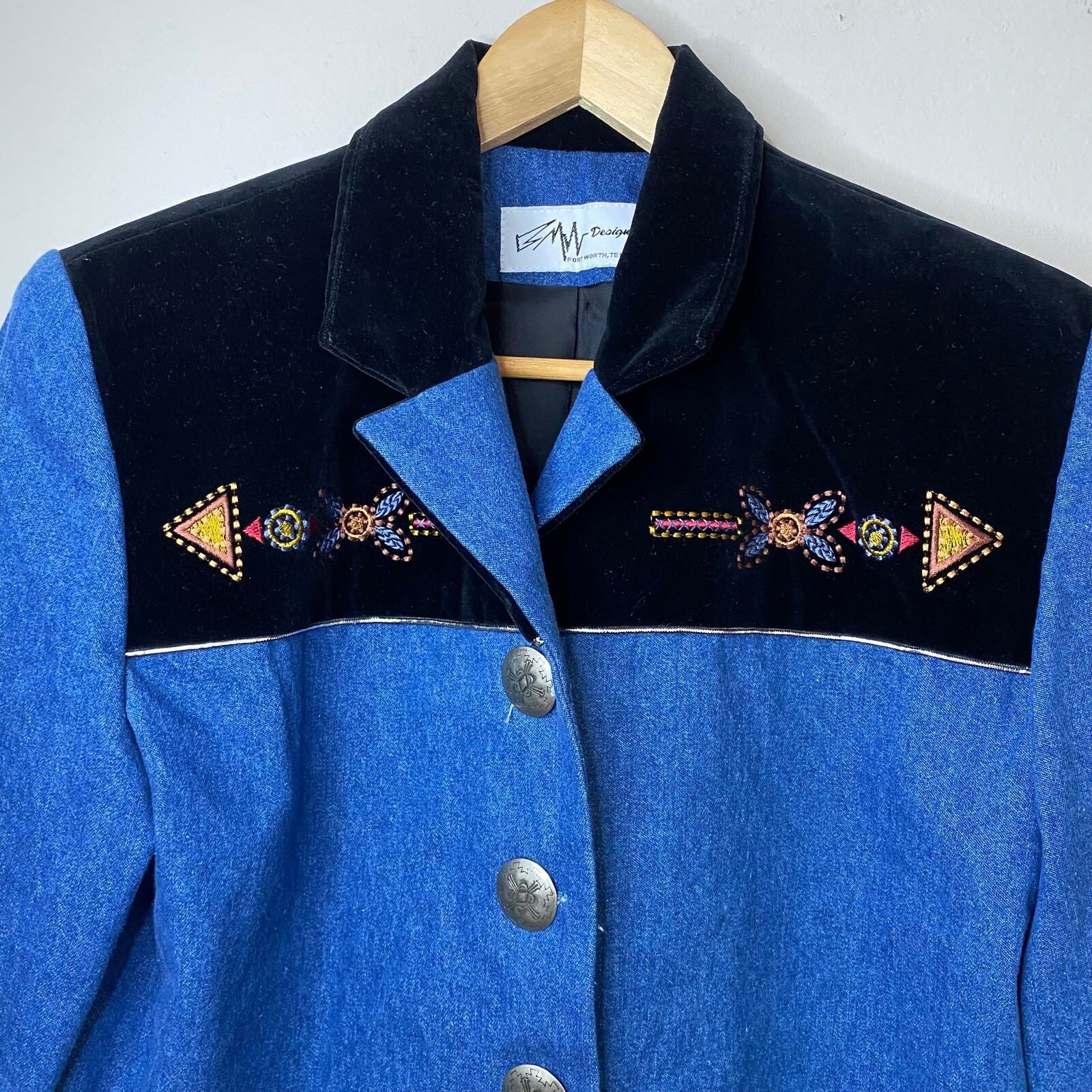 Vintage BMW Designs Fort Worth TX Embroidered Denim Jean Velvet 
