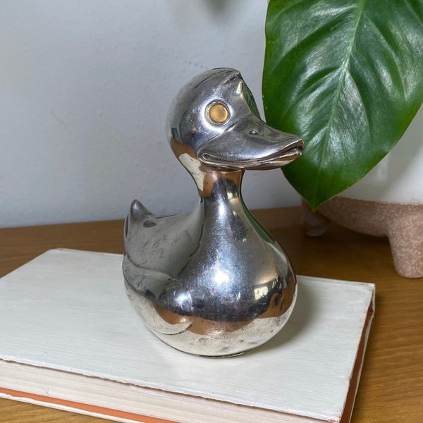 Vintage zilveren plaat Denemarken DUCK Piggy Bank figuur