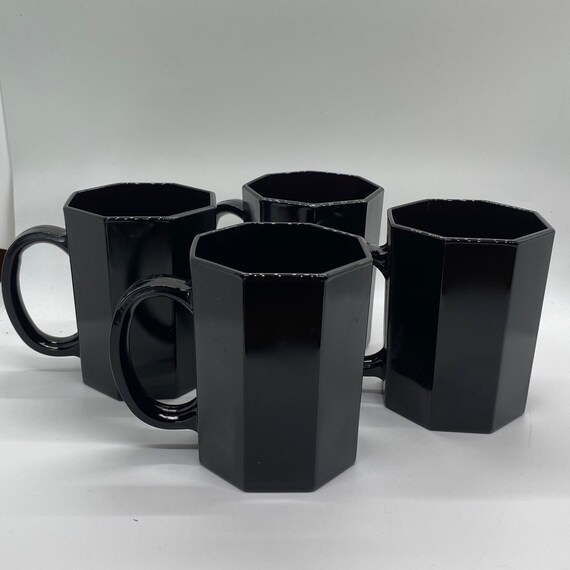 フランスで購入したガラス製八角形取手4個セット！ネジも付いています！ ヴィンテージ アルコロック フランス オクティム ブラック ガラス 八