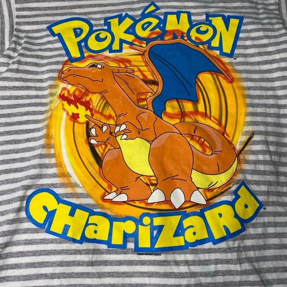 RARE Vintage Pokemon Charizard Striped Long Sleev… - image 2