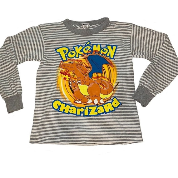 RARE Vintage Pokemon Charizard Striped Long Sleev… - image 1