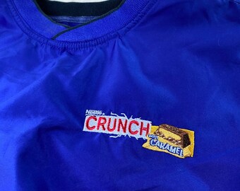 Vintage Nestle Crunch With Caramel Blue Pullover Windbreaker 