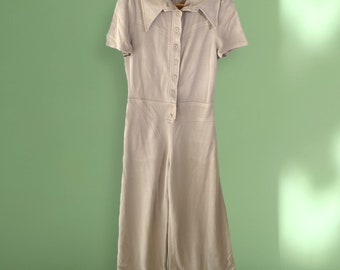 Vintage 70s Joshua Tree California Women&#39;s Collared Button Up Wide Leg Jumpsuit