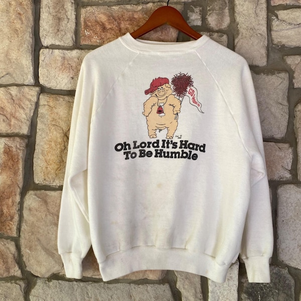 Vintage 80s Arkansas Razorbacks "Oh Lord It's Hard to be Humble" Sweatshirt - L
