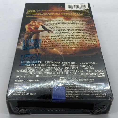 RARE Vintage Die Hard VHS New + Sealed shops Fox Video Release w/ Watermark - Bruce Willis