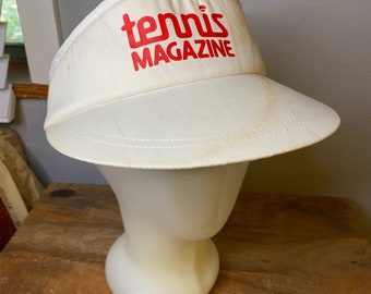Rare Vintage Tennis Magazine White & Red K Studio Visor Hat
