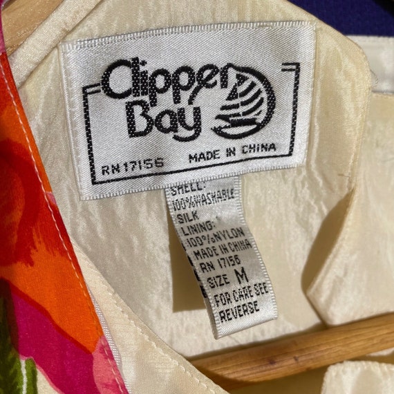 Vintage 80s Clipper Bay Colorful Floral Silk Shir… - image 7