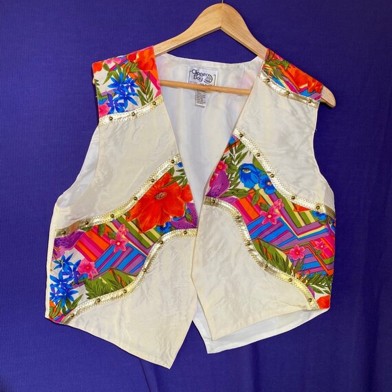 Vintage 80s Clipper Bay Colorful Floral Silk Shir… - image 4