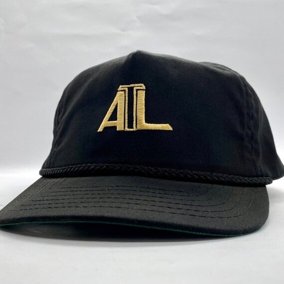 Vintage ATL Black Gold Strapback Rope Trucker Hat Cap Etsy
