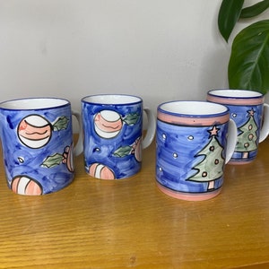 Vintage Majesticware by Sakura Christmas Tree & Ornaments Coffee Mug Set of 4