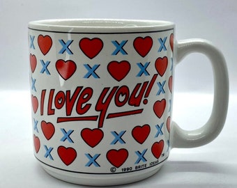 vintage 1990 Brite Ideas « Je t’aime! » Tasse à café en céramique XO