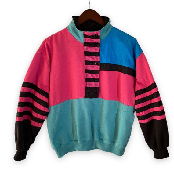 Vintage Bocoo Pink & Blue Color Block Pullover Jacket Medium - Etsy