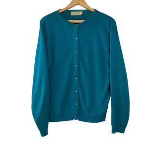 Vintage LL Bean Frauen Teal Button Up Cardigan Pullover - Medium
