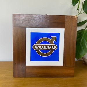 Vintage 70s VOLVO Cars Tile Wooden Plaque Wall Hanging Award RARE Collectible