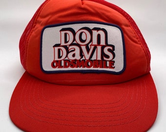 Vintage Don Davis Oldsmobile Red Patch Snapback Mesh Trucker Hat Cap