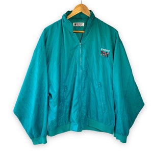 Vintage 90er Jahre Norwegian Cruise Line Bestickte Petrol Nylon Windbreaker Jacke - Klein