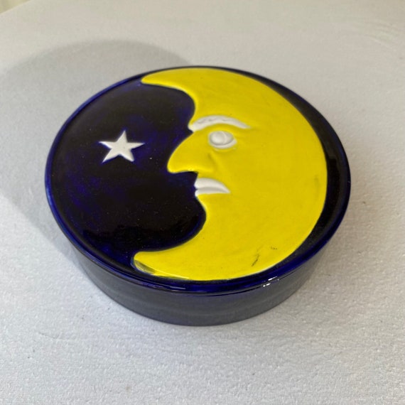 豊富な商品から & Man Moon Crescent Celestial Vintage Star Lidded Ceramic 小物