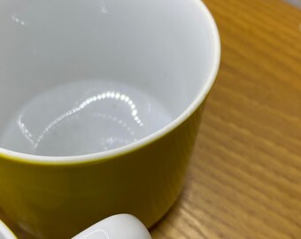 Vintage 70s Fitz & Floyd Rondelet Yellow White Mod Coffee Tea Cup