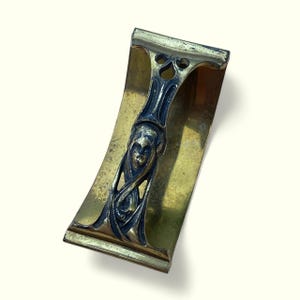 Papel secante de tinta antiguo estilo Art Nouveau de latón con forma de dama