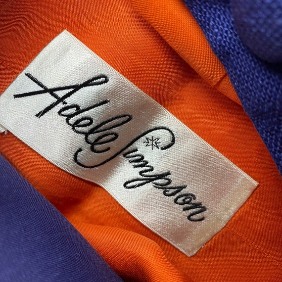 Vintage 50s Adele Simpson Mod Orange & Blue Color… - image 3