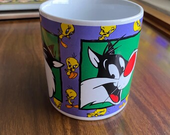 Vintage 90s Looney Tunes Sylvester & Tweety Mug Warner Bros 1993
