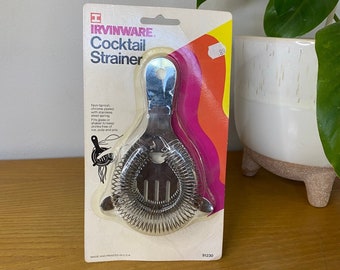 Vintage 70s Irvinware Cocktail Strainer Chrome Stainless Steel Retro Barware 1977 New NOS