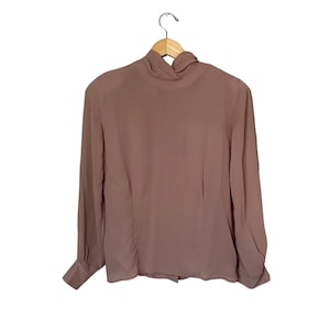 Vintage Rena Rowan for Saville Women&#39;s Mauve Long Sleeve Button Back Blouse Top Shirt Size 6