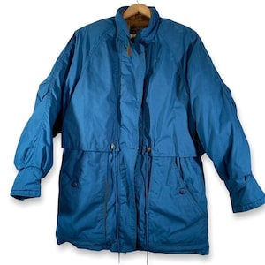 Vintage Eddie Bauer Women&#39;s Blue & Brown Down Filled Jacket Coat - Medium
